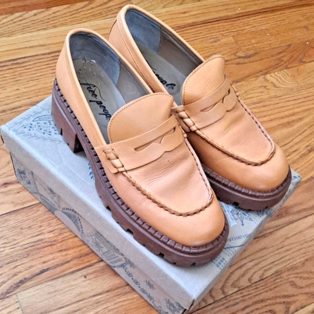 Sold Free People Tan Leather Loafers